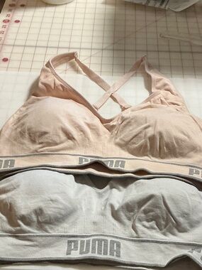 Puma Seamless Bralette Set in Blush Pink and white.